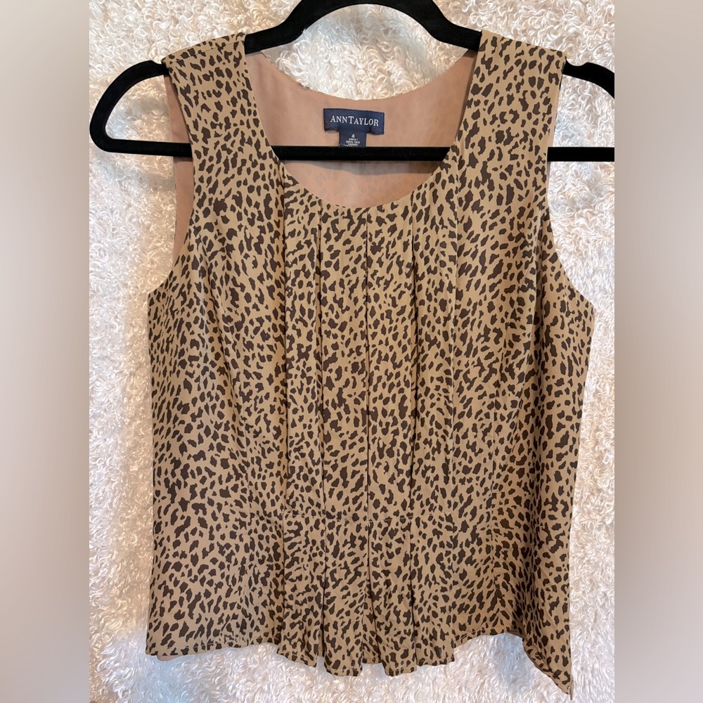 Ann Taylor Leopard Sleeveless Top, Silk Lining Sz 4